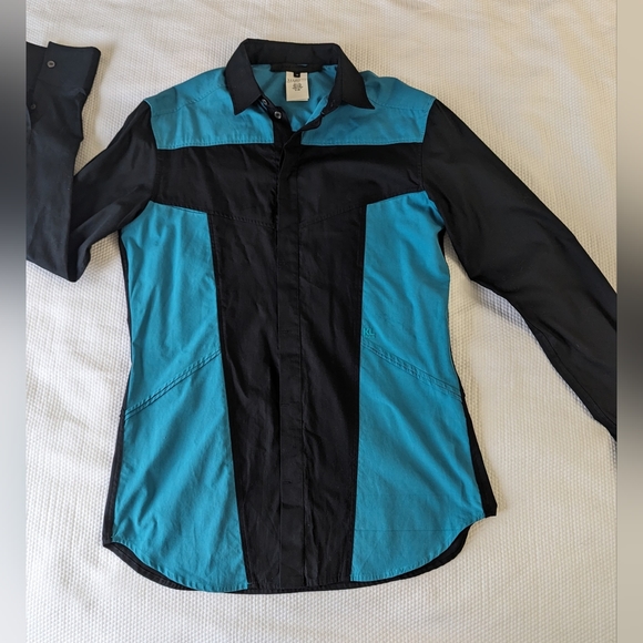 Karl Lagerfeld Long Sleeve Shirt Turquoise Black Made Italy Size 48 Slim Fit. - Picture 3 of 10